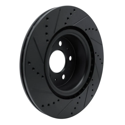 R1 17-25 Tesla Model 3 Front Right Drilled & Slotted Black Brake Rotor ECB-26002R