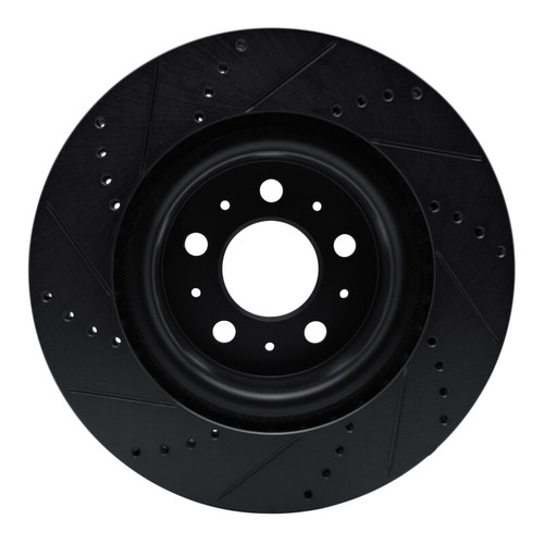 R1 17-25 Tesla Model 3 Front Right Drilled & Slotted Black Brake Rotor ECB-26002R