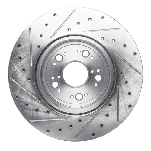 R1 1995-2000 Lexus LS400 Front Right Drilled & Slotted Silver Brake Rotor