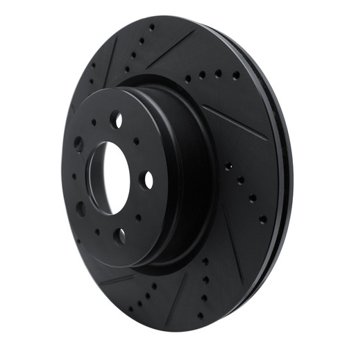 R1 17-25 Tesla Model 3 Front Left Drilled & Slotted Black Brake Rotor ECB-26002L