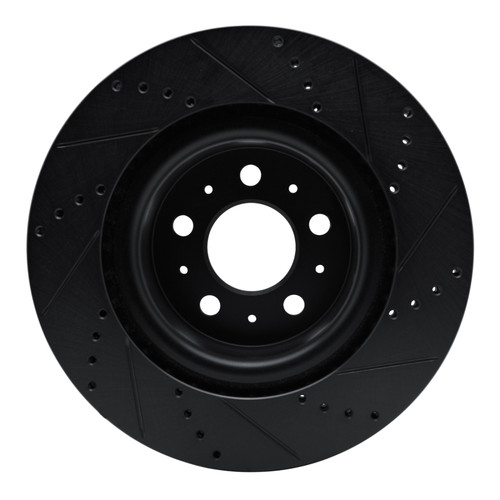 R1 17-25 Tesla Model 3 Front Left Drilled & Slotted Black Brake Rotor ECB-26002L