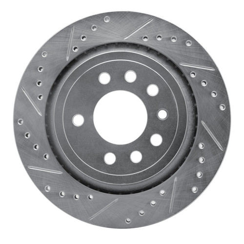 R1 2008-2011 Saab 9-3X Rear Left Drilled & Slotted Silver Brake Rotor