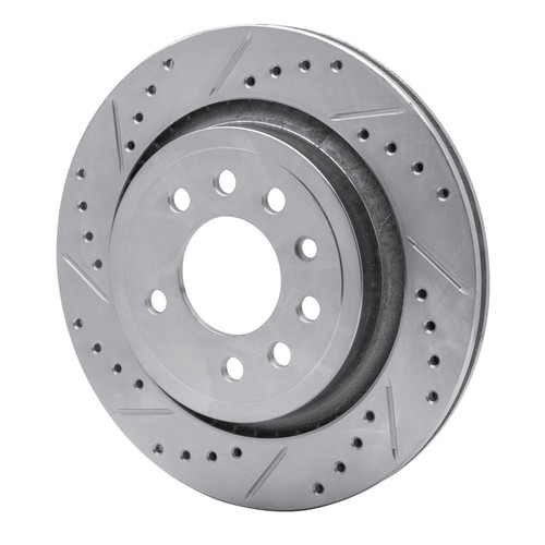 R1 2008-2011 Saab 9-3X Rear Left Drilled & Slotted Silver Brake Rotor
