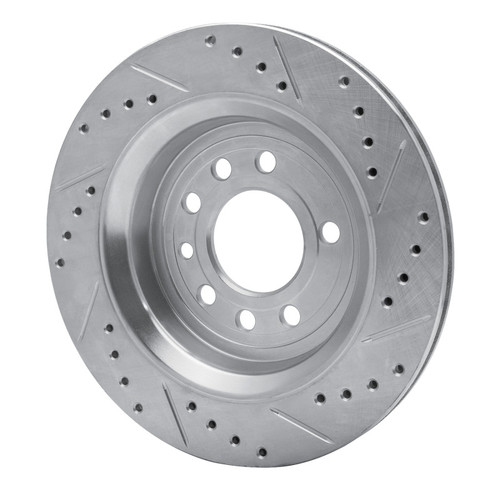 R1 2008-2011 Saab 9-3X Rear Left Drilled & Slotted Silver Brake Rotor