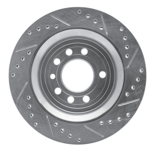 R1 2008-2011 Saab 9-3X Rear Left Drilled & Slotted Silver Brake Rotor