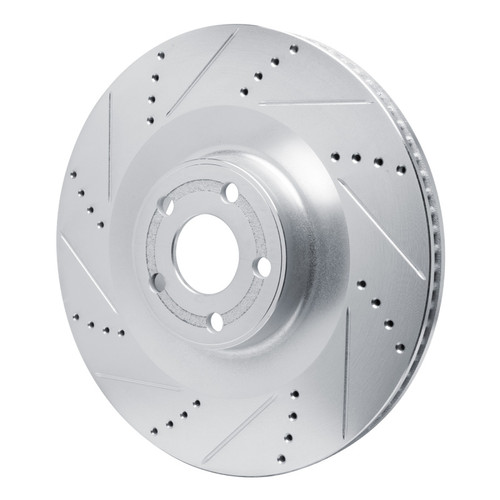 R1 2021-2025 Ford Mustang Mach-E Front Left Drilled & Slotted Silver Brake Rotor