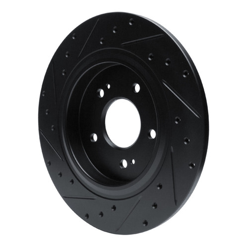 R1 -25 Hyundai Santa Fe Rear Right Drilled & Slotted Black Brake Rotor