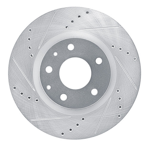 R1 2019-2025 Mazda 3 Front Left Drilled & Slotted Silver Brake Rotor
