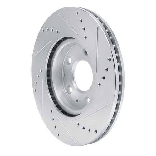 R1 2019-2025 Mazda 3 Front Left Drilled & Slotted Silver Brake Rotor