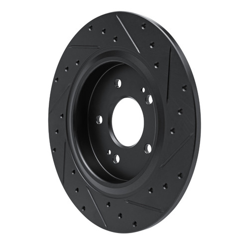 R1 -25 Hyundai Palisade Rear Left Drilled & Slotted Black Brake Rotor