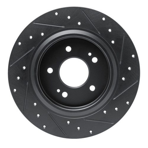 R1 -25 Hyundai Palisade Rear Left Drilled & Slotted Black Brake Rotor
