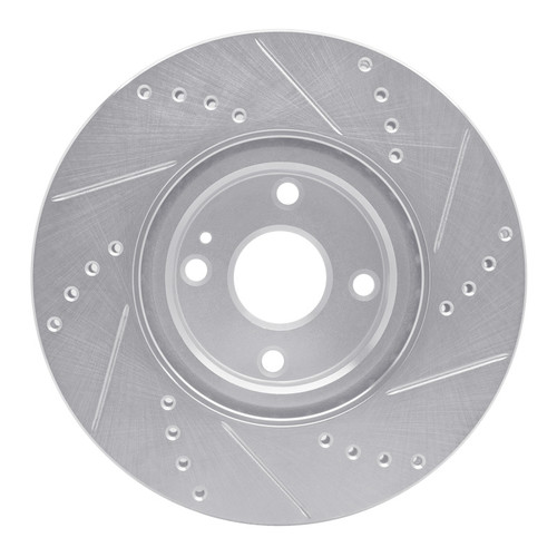 R1 2016-2025 Fiat 124 Spider Front Left Drilled & Slotted Silver Brake Rotor EDZ-80074L