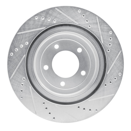 R1 2006-2013 Chevrolet Corvette Rear Left Drilled & Slotted Silver Brake Rotor
