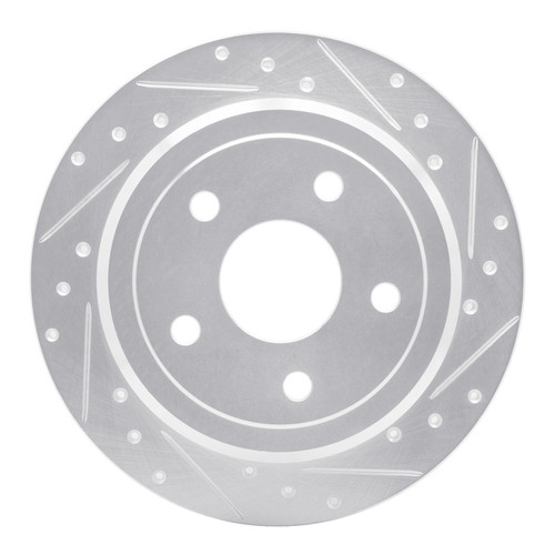 R1 2007-2018 Jeep Wrangler Rear Right Drilled & Slotted Silver Brake Rotor