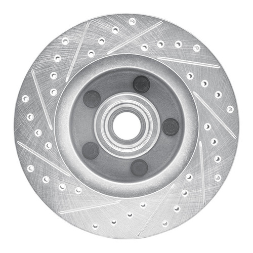 R1 1974-1980 Ford Granada Front Right Drilled & Slotted Silver Brake Rotor