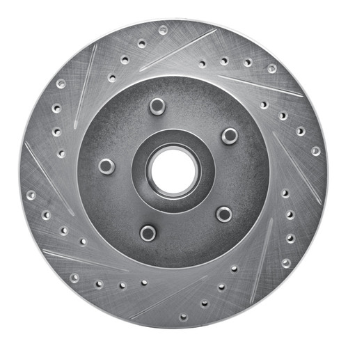 R1 1987-1990 Dodge Dakota RWD Front Left Drilled & Slotted Silver Brake Rotor