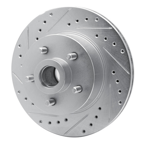 R1 1987-1990 Dodge Dakota RWD Front Left Drilled & Slotted Silver Brake Rotor