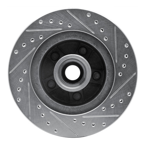 R1 1987-1990 Dodge Dakota RWD Front Left Drilled & Slotted Silver Brake Rotor