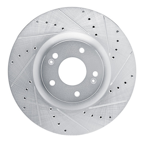 R1 2021-2025 Hyundai Santa Cruz Front Right Drilled & Slotted Silver Brake Rotor