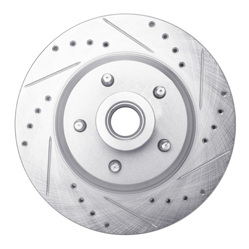 R1 1969-1973 Chrysler New Yorker Front Right Drilled & Slotted Silver Brake Rotor