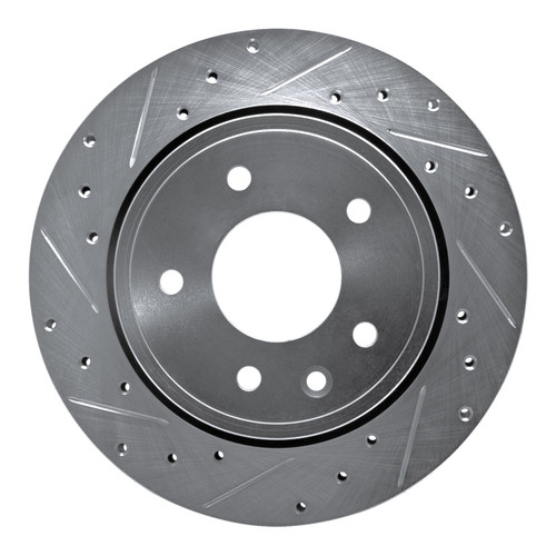 R1 1995-2006 Jaguar VanDEN PLAS Rear Left Drilled & Slotted Silver Brake Rotor