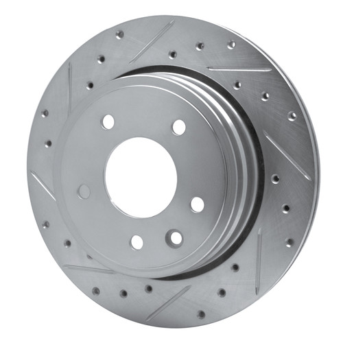 R1 1995-2006 Jaguar VanDEN PLAS Rear Left Drilled & Slotted Silver Brake Rotor