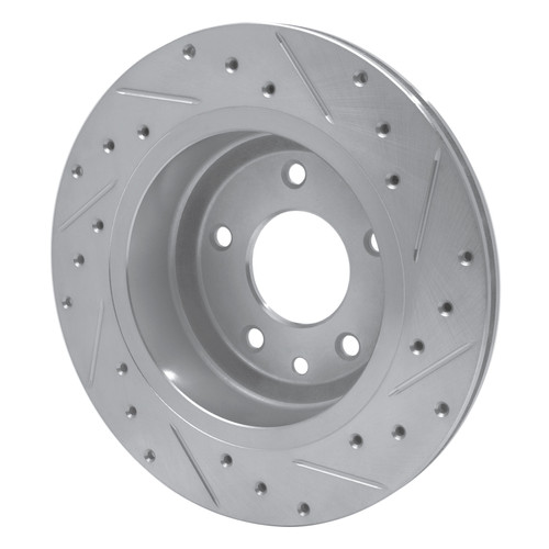 R1 1995-2006 Jaguar VanDEN PLAS Rear Left Drilled & Slotted Silver Brake Rotor