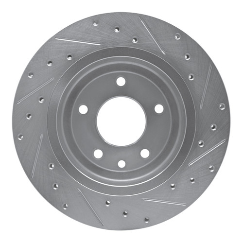 R1 1995-2006 Jaguar VanDEN PLAS Rear Left Drilled & Slotted Silver Brake Rotor
