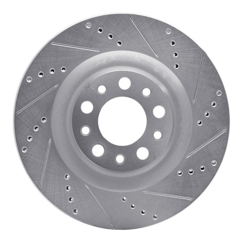 R1 2017-2025 Alfa Romeo Stelvio Rear Right Drilled & Slotted Silver Brake Rotor