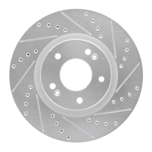 R1 2020-2025 Hyundai Elantra Front Right Drilled & Slotted Silver Brake Rotor