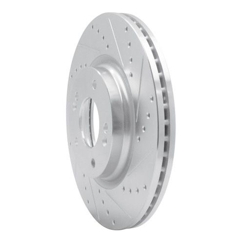 R1 2020-2025 Hyundai Elantra Front Right Drilled & Slotted Silver Brake Rotor