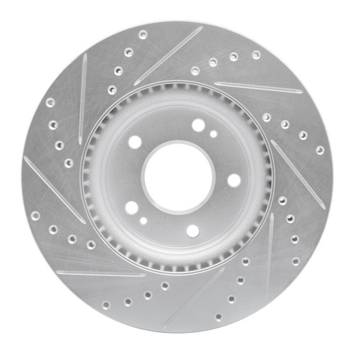 R1 2020-2025 Hyundai Elantra Front Right Drilled & Slotted Silver Brake Rotor