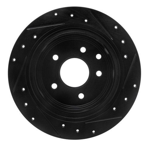 R1 2002-2025 Nissan Juke Rear Left Drilled & Slotted Black Brake Rotor