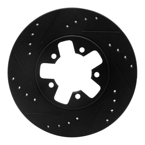 R1 1984-1989 Nissan 200SX Front Left Drilled & Slotted Black Brake Rotor