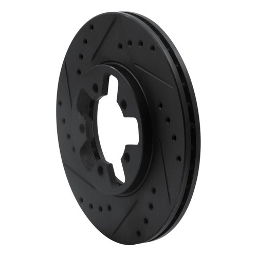 R1 1984-1989 Nissan 200SX Front Left Drilled & Slotted Black Brake Rotor