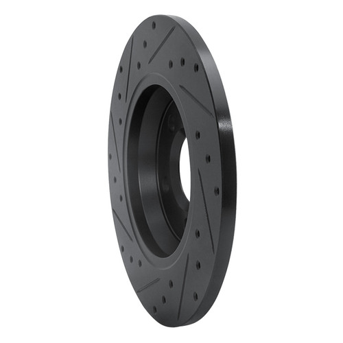 R1 2001-2003 Volkswagen EuroVan Rear Right Drilled & Slotted Black Brake Rotor