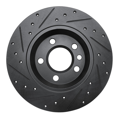 R1 2001-2003 Volkswagen EuroVan Rear Right Drilled & Slotted Black Brake Rotor
