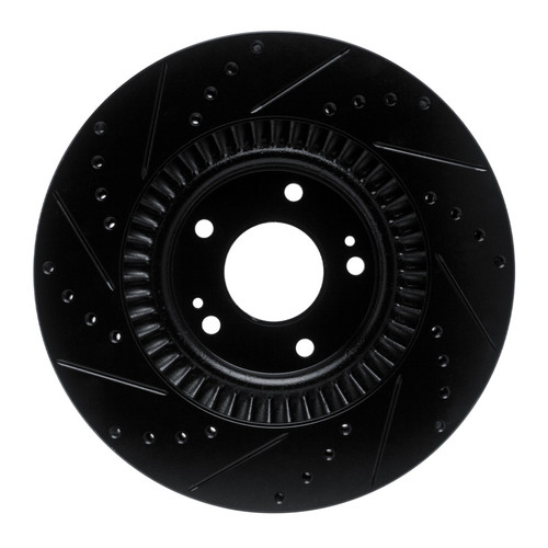 R1 13-20 Hyundai Santa Fe XL Front Right Drilled & Slotted Black Brake Rotor
