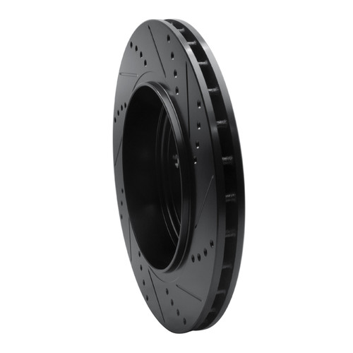 R1 2012-2025 Dodge Durango Rear Left Drilled & Slotted Black Brake Rotor