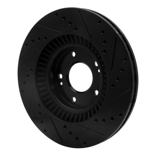 R1 13-20 Hyundai Santa Fe Sport Front Left Drilled & Slotted Black Brake Rotor