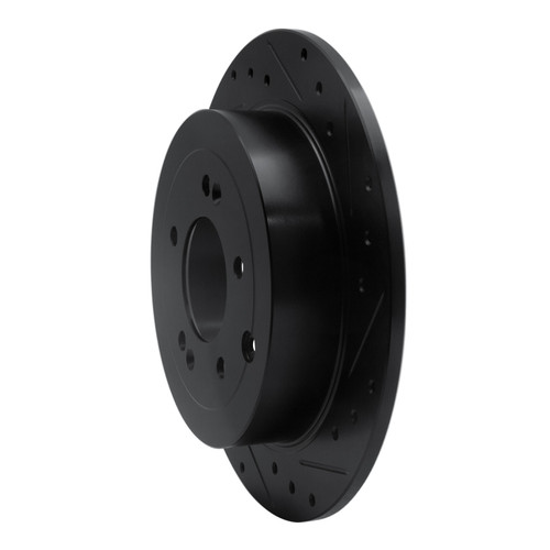 R1 16-22 Hyundai Tucson Rear Right Drilled & Slotted Black Brake Rotor