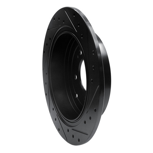 R1 16-22 Hyundai Tucson Rear Left Drilled & Slotted Black Brake Rotor