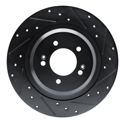R1 21-25 Hyundai Sonata Rear Right Drilled & Slotted Black Brake Rotor
