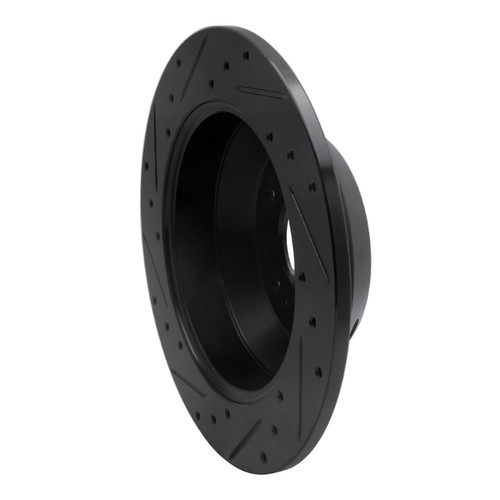 R1 10-21 Hyundai Santa Fe XL Rear Right Drilled & Slotted Black Brake Rotor