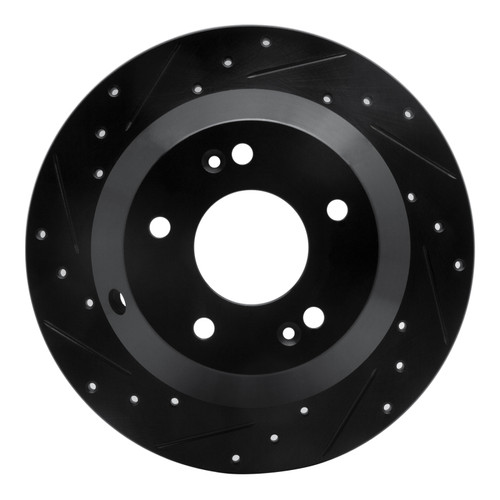 R1 10-21 Hyundai Santa Fe Rear Left Drilled & Slotted Black Brake Rotor