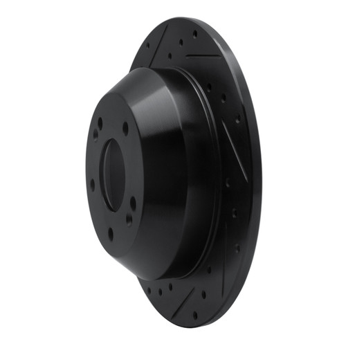 R1 10-21 Hyundai Santa Fe Rear Left Drilled & Slotted Black Brake Rotor