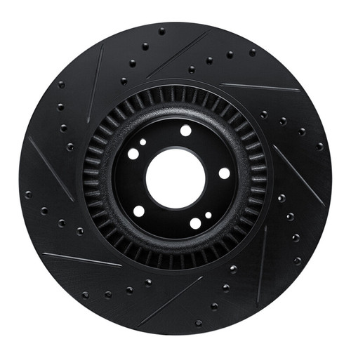 R1 20-25 Hyundai Palisade Front Right Drilled & Slotted Black Brake Rotor