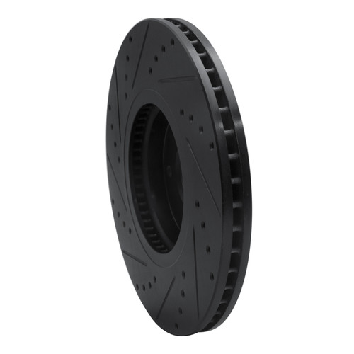 R1 07-12 Hyundai Veracruz Front Right Drilled & Slotted Black Brake Rotor