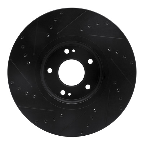 R1 07-12 Hyundai Veracruz Front Right Drilled & Slotted Black Brake Rotor