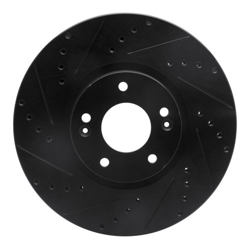 R1 07-12 Hyundai Veracruz Front Left Drilled & Slotted Black Brake Rotor